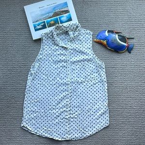 Black Polkadot Button-down Tank